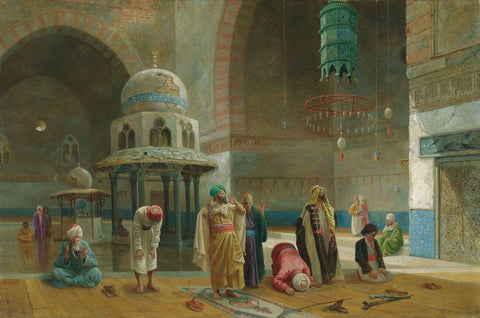 Prayer In The Mosque Of Sultan Hasan Cairo - Frederick Goodall - Orientalist Art Painting - Canvas Prints by Frederick Goodall