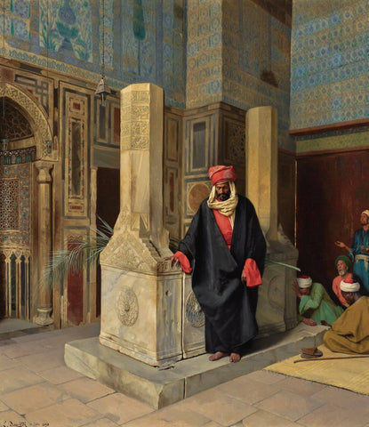 Praying In The Blue Mosque, Cairo - Ludwig Deutsch - Orientalism Art Painting - Canvas Prints by Ludwig Deutsch