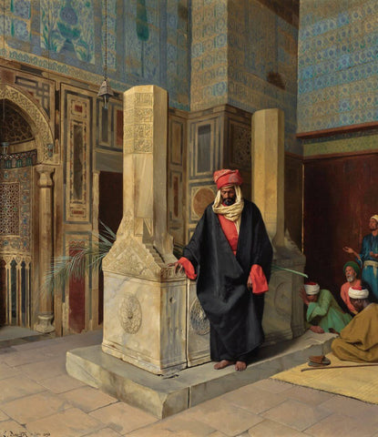 Praying In The Blue Mosque, Cairo - Ludwig Deutsch - Orientalism Art Painting by Ludwig Deutsch