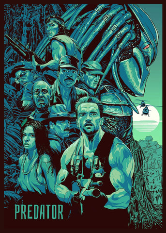 Predator - Arnold Schwarzenegger - Hollywood Sci Fi Action Movie Graphic Art Poster - Canvas Prints by Tim