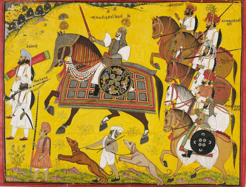 Processional Portrait Of Prince Bhawani Singh Of Sitamau - C.1855- Vintage Indian Miniature Art Painting - Canvas Prints by Miniature Vintage