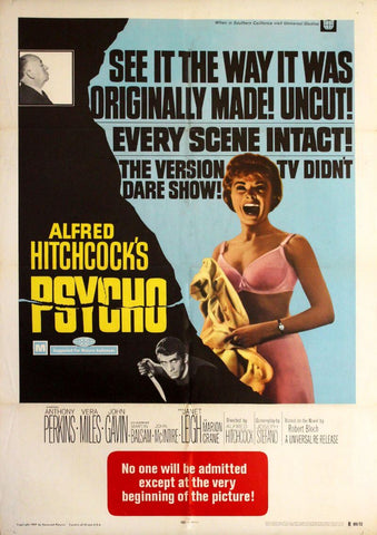 Psycho - Alfred Hitchcock 1960 Classic Horror Movie - Hollywood Movie 1969 Re Release Poster - Canvas Prints by Movie Posters