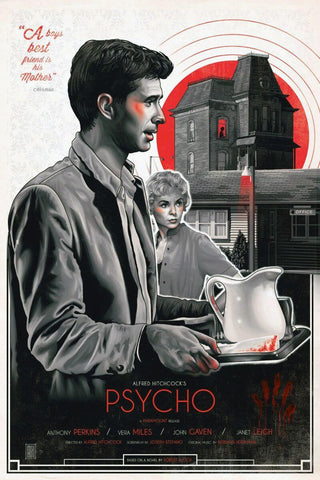 Psycho - Anthony Perkins - Alfred Hitchcock Classic Horror Suspense Movie - Hollywood Movie Art Poster - Canvas Prints by Movie Posters