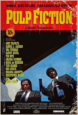Pulp Fiction - John Travolta And Samuel L Jackson- Movie Still 1 - Canvas Prints by Tallenge