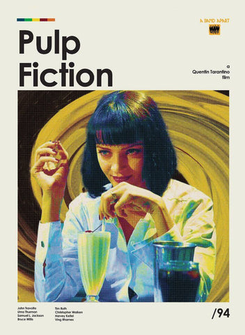 Pulp Fiction - Uma Thurman Drinking Milkshake - Quentin Tarantino - Hollywood Movie Art Poster by Tallenge