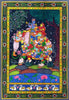 Radha Krishna on Elephant Made of Lady Figures (Nari Kunjar) - Madhubani Painting - Framed Prints