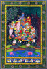 Radha Krishna on Elephant Made of Lady Figures (Nari Kunjar) - Madhubani Painting - Large Art Prints