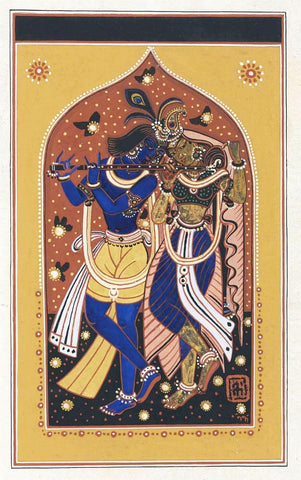 Radha Krishna - Nandalal Bose - Bengal School Indian Painting by Nandalal Bose