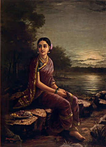 Radha In The Moonlight - Canvas Prints by Raja Ravi Varma
