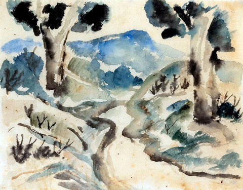 Rajgir Landscape - Benode Behari Mukherjee - Bengal School Art Painting by Benode Behari Mukherjee