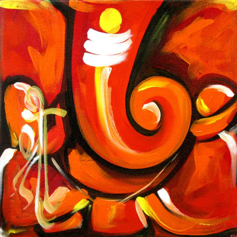 Rakta Ganpati - Ganesha Painting Collection - Large Art Prints by Raghuraman