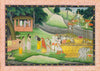 Ram Lakshman And Sita At Saint Bharadvajs Hermitage - Guler c1790 - Indian Vintage Miniature Ramayan Painting - Framed Prints
