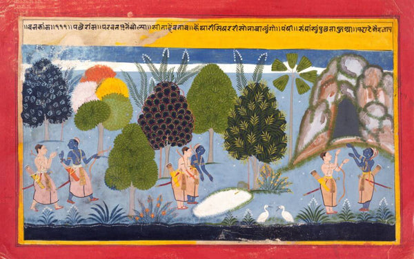 Rama And Lakshman Search In Vain For Sita - Rajput Painting - Mewar c1640 - Vintage Indian Ramayan Painting - Art Prints