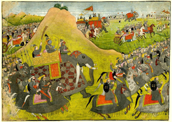 Indian Miniature Art - Lord Rama in Battlefield - Canvas Prints