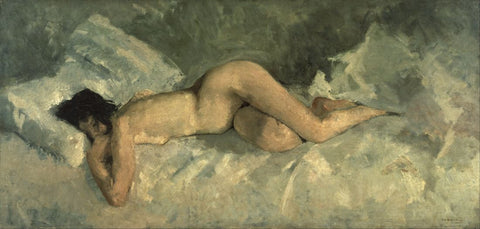 Reclining Nude (Liegender Akt)- George Breitner - Dutch Impressionist Painting by George Hendrik Breitner
