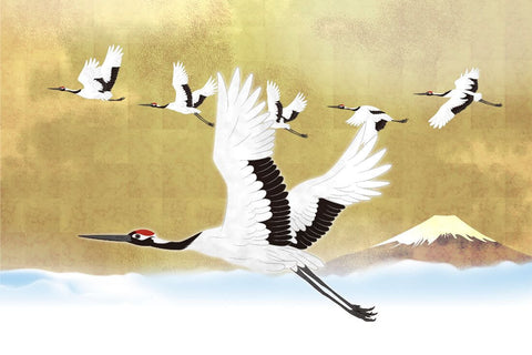 Red Crowned Cranes - Japanese Painting - Bird Wildlife Art Print Poster by Sina Irani