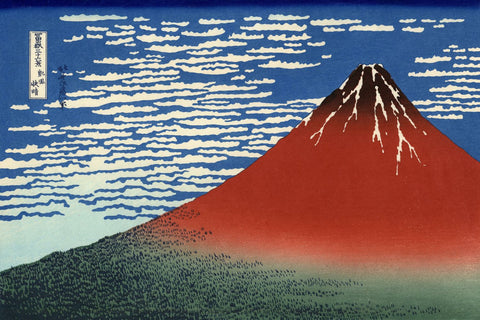 Red Fuji Southern Wind Clear Morning - Life Size Posters by Katsushika Hokusai