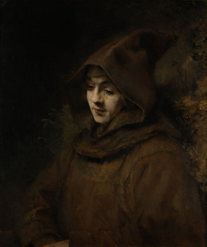 Rembrandts son Titus, as a monk - Rembrandt van Rijn by Rembrandt
