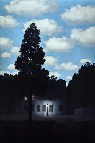 Empire of the Lights (LEmpire des Lumieres) - Version 1 – René Magritte Painting – Surrealist Art Painting by Rene Magritte