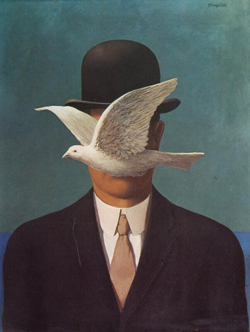 Man In A Bowler Hat (Homme au chapeau melon) – René Magritte Painting – Surrealist Art Painting by Rene Magritte