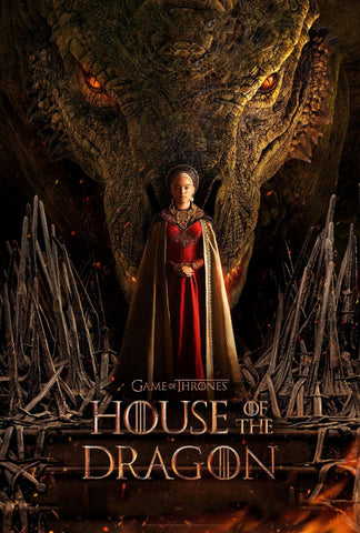 Rhaenyra Targaryen and Syrax - House Of The Dragon (Game Of Thrones Prequel) - TV Show Poster by Tallenge