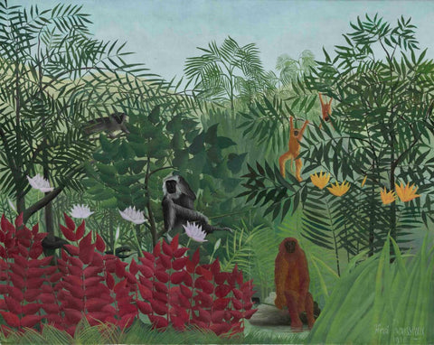 Tropical Forest With Apes And Snake by Henri Rousseau