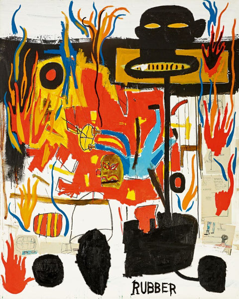 Rubber - Jean-Michael Basquiat - Neo Expressionist Painting - Canvas Prints