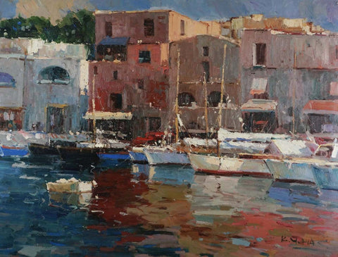 Harbour Scenery At Monaco - Oil Painting - Posters by Christopher Noel