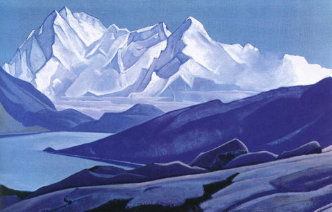Sacred Himalayas - Nicholas Roerich Painting – Landscape Art by Nicholas Roerich
