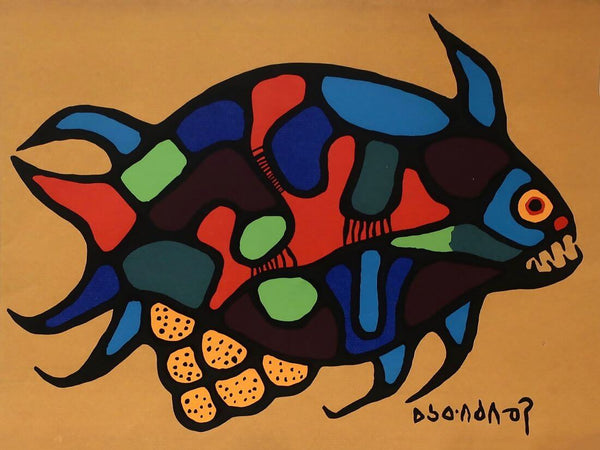 Sacred Trout With Eggs - Norval Morrisseau - Contemporary Indigenous Art Painting - Framed Prints