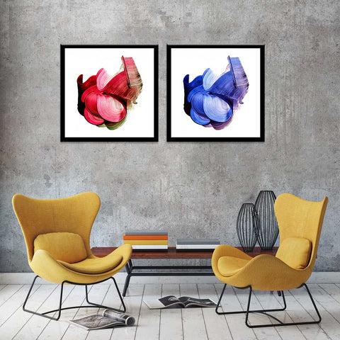 Bloom - Contemporary  Painting - Set Of 2 Framed Canvas (30 x 30 inches) each