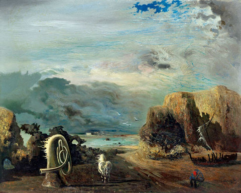 A Trombone and a Sofa Fashioned Out of Saliva(Un trombón y un sofá hechos de saliva) - Salvador Dali Painting - Surrealism Art by Salvador Dali