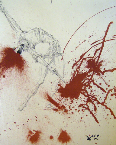 Battle with the Wine Skins - Lithograph From The Catalog of the Graphic Works By Salvador Dali by Salvador Dali