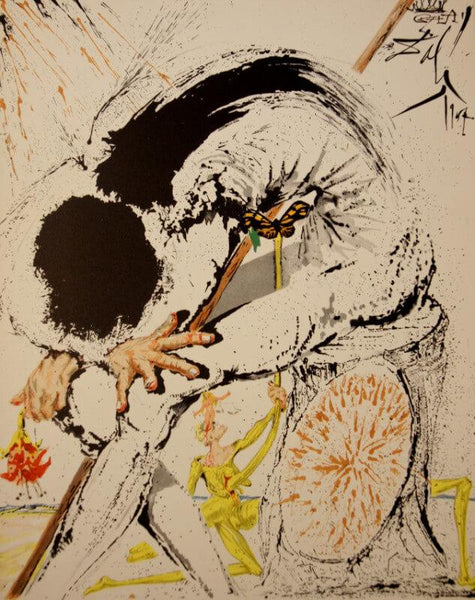 Don Quichotte Overwhelmed - Lithograph From The Catalog of the Graphic Works By Salvador Dali - Posters