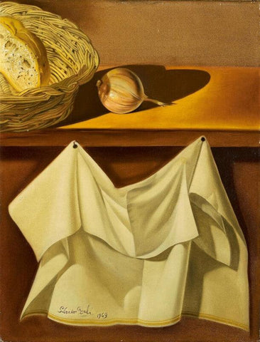 Still Life With White Cloth - Canvas Prints by Salvador Dali
