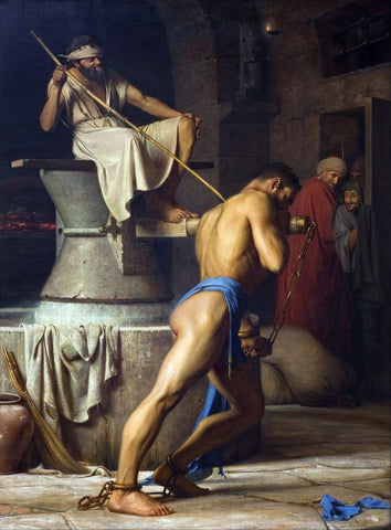 Samson And The Philistines - Carl Bloch - Christian Art Painting by Carl Bloch