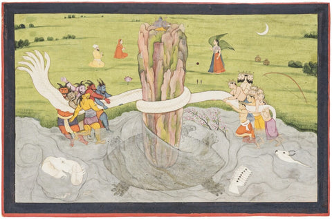 Samudra Manthan - A Gita Govinda - C 1785 - Indian Miniature Painting by Tallenge Store