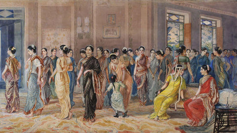 Scene of Hindu Marriage Ceremony - M V Dhurandhar - Indian Masters Painting by M. V. Dhurandhar