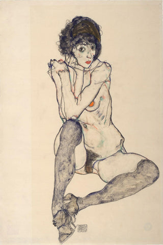 Seated Nude - Egon Schiele - Expressionist Art by Egon Schiele