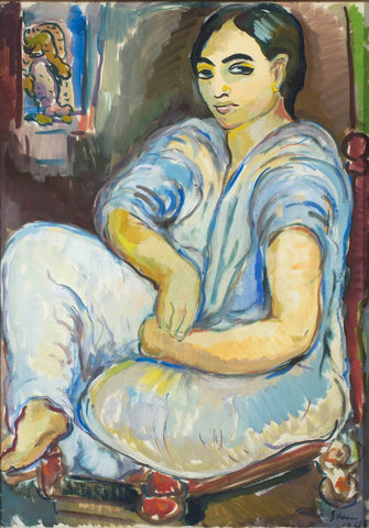 Seated Woman, Zanzibar - Irma Stern Painting - Large Art Prints by Irma Stern