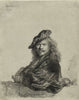 Self-portrait leaning on a Sill 1639 Etching - Rembrandt van Rijn - Life Size Posters