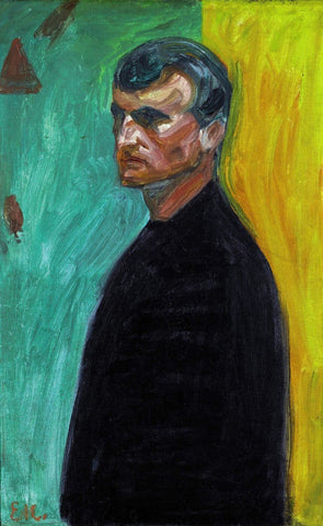 Self Portrait (Against Two-Colored Background) - Edvard Munch - Canvas Prints