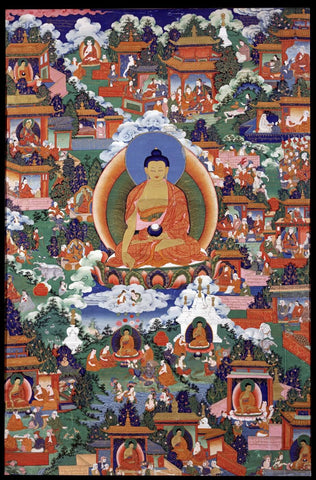 Indian Miniature Art - Shakyamuni Buddha - Large Art Prints by Vineeta Randhawa