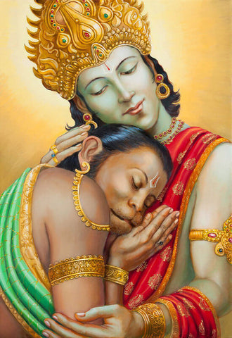 Shri Rama With Hanuman - Contemporary Indian Painting From Ramayan by Kritanta Vala