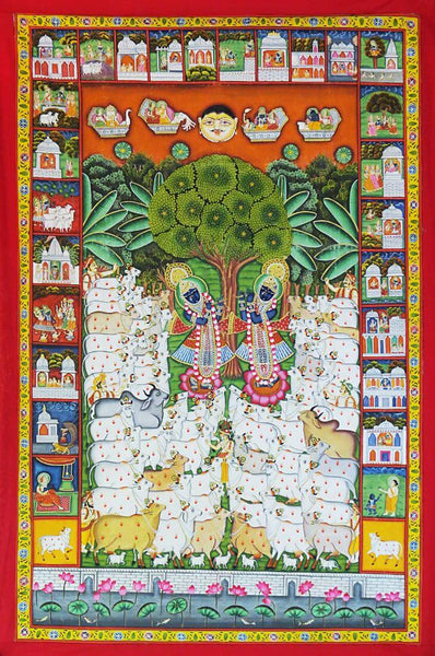 Shrinathji Pichwai Nathdwara - Indian Krishna Art Painting - Canvas Prints