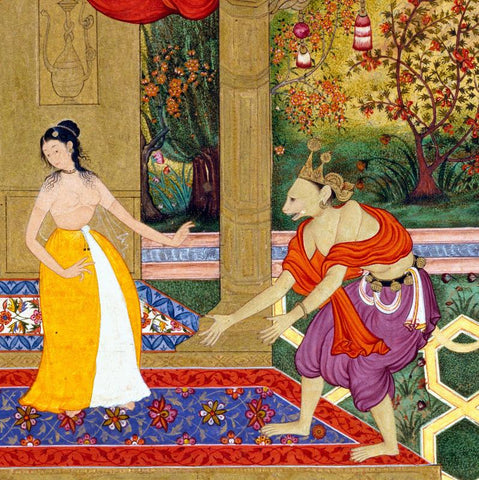 Sita Shies Away from Hanuman, Believing He is Ravana in Disguise - Art Prints