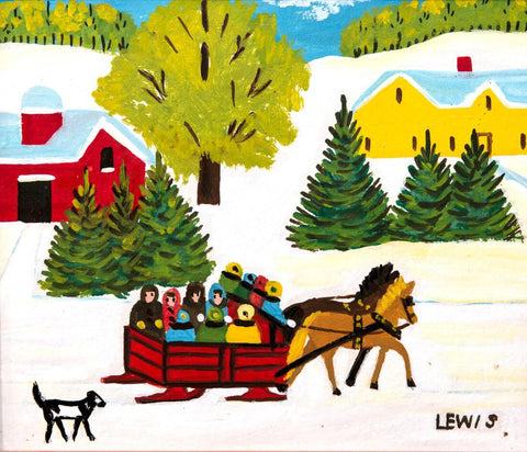 Sleigh Ride  - Maud Lewis - Canadian Folk Artist Painting by Maud Lewis