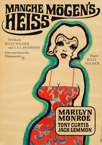 Some Like It Hot (German Release) - Marilyn Monroe - Hollywood Movie Art Poster by Tallenge