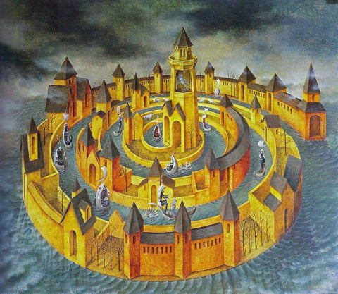 Spiral Transit - Remedios Varo (Tránsito en Espiral) – Remedios Varo - Surrealist Art Painting by Remedios Varo