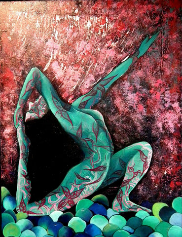 Spirit Of Sports - Abstract Painting - Yoga Pose 3 by Joel Jerry